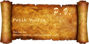 Petik Vulfia névjegykártya
